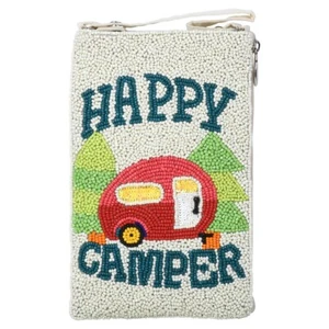 BAMBOO TRADING HAND BEADED HAPPY CAMPER CLUB BAG CELLPHONE CROSSBODY WRISTLET - Bild 1 von 2