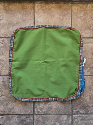 IKEA Unni Smal 24” Pillow Sea Cushion Cover Teal Blue Green Plaid Edge - Image 1 of 4