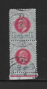 NATAL SCOTT 90 USED PAIR - 1902 1' PALE BLUE & DEEP ROSE ISSUE - KING EDWARD VII - Picture 1 of 2