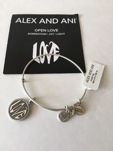 Alex and Ani Open Love Charm Bangle Bracelet Wrap Rafaelian Silver Color - Picture 1 of 12