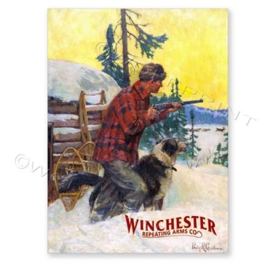 Winchester Vintage Advertising Winter Hunt Goodwin 18 x 24 or 12x16 Poster Print - Image 1 of 2