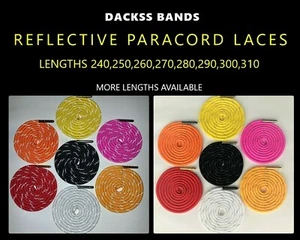 Reflective 4mm Paracord Strong Laces Metal Aglets  Ski Hiking Boots Doc's - Picture 1 of 17