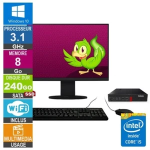 Lenovo M910x Tiny i5-6500T 3.10GHz 8Go/240Go SSD Wifi W10 + Ecran 19 - Photo 1/1