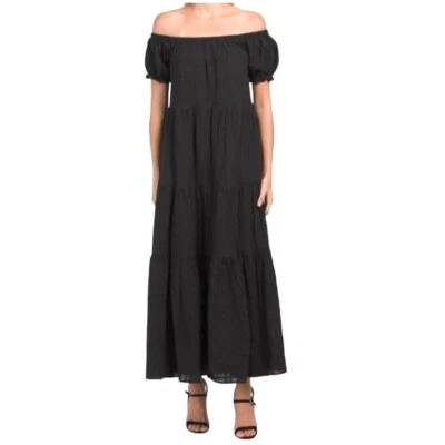 Young Fabulous & Broke Dress Women Medium Black Puff Sleeve Maxi Whimsigoth Boho - Image 1 of 4