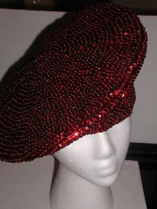RED SEQUIN BERET CAP HAT SOCIETY, MARDI GRAS, CHRISTMAS GIFT NEW! GLITZY - Picture 1 of 1
