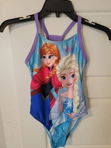Disney Swimsuit Elsa And Anna From Frozen Girl's Size Medium - Picture 1 of 3
