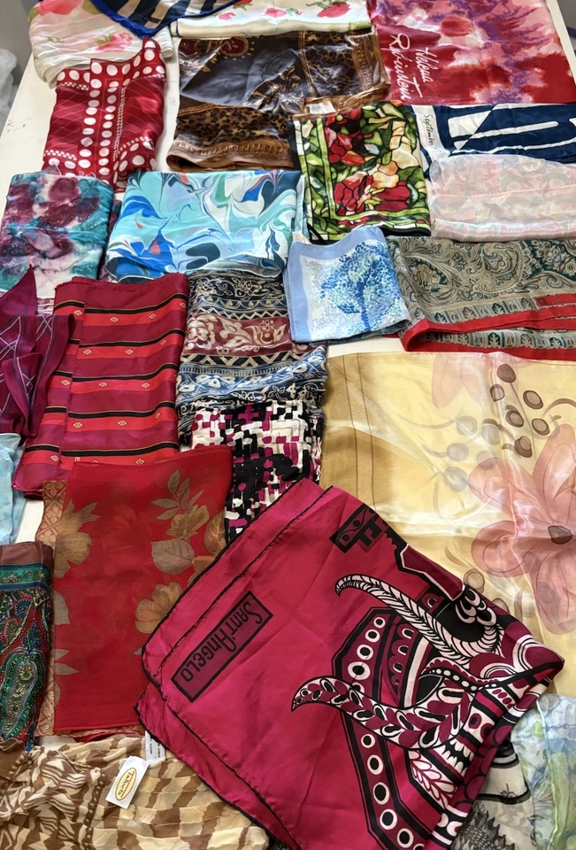 Lote De Colección De 31 Bufandas Seda Y Poliéster, Acetato Ver Descripción Para Diseñadores Foto 1 de 4