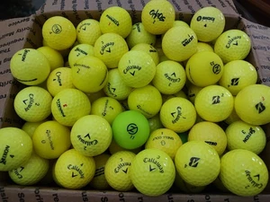 132 Callaway, TaylorMade, Bridgestone, Srixon Yellow Mix Used Golf Balls 5A / 4A - Picture 1 of 1