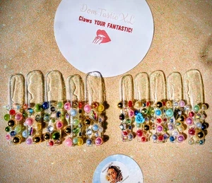 XL Press On Nails Square Medium "Fruity Pebbles" Kleber enthalten - Bild 1 von 4