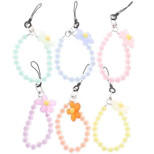 6 Pcs Handyriemen Perlenbesetztes Handy-Schlüsselband Telefon Schmuck - Zdjęcie 1 z 12