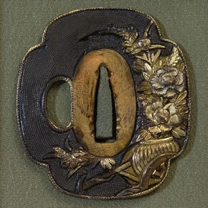Espada japonesa Tsuba Guardia Mino tsubame período Edo Antiguo Japón #551 - Imagen 1 de 11