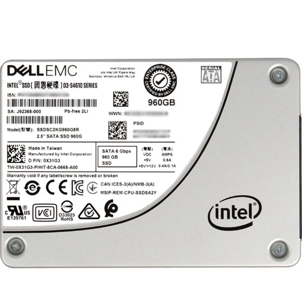 Dell X31G3 960GB Enterprise Mixed Use SFF 2.5in SATA 6G SSD SSDSC2KG960G8R - Image 1 of 1