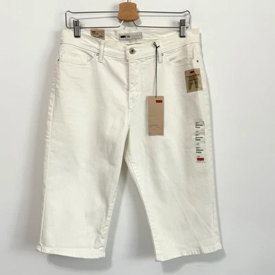 Levis Perfectly Slimming 512 Skimmer Shorts 14 Petite White Denim Stretch NEW - Image 1 of 4