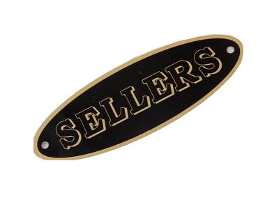 Sellers Cabinet Label Black and Gold Lettering - Image 1 of 4