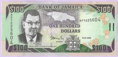 100 Dollars JAMAÏQUE 2009, P-84d, UNC, Donald Sangster, Rivière Dunn (Ocho Rios) - Photo 1/2