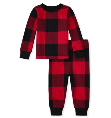 Juego de pijama de 2 piezas a cuadros búfalo térmico rojo 6-9 M PJ Place para niños nuevo con etiquetas Foto 1 de 4