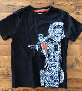 Gymboree Boys Size 4 Vertical Motorcycle Embroidered Black Graphic T Shirt S/S - Picture 1 of 3