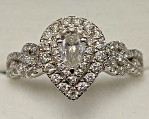 14 Karat Weißgold Diamant Damenring, Größe 6,5 - 4,47 Gramm - Bild 1 von 10