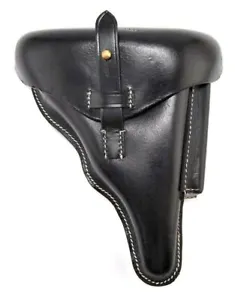 GERMAN WW2 P08 LUGER HOLSTER Black Leather Police Model Marked A. Fischer Berlin - Picture 1 of 8