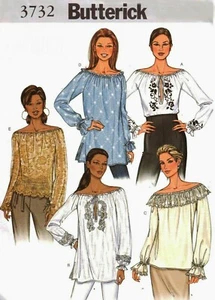2002 Misses Peasant Blouse Top Sewing Pattern U-Pick Sz XS-M Butterick 3732 OOP - Picture 1 of 3