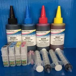 Wkłady wielokrotnego napełniania + 400 ml atrament Epson Expression Home XP302 XP305 XP312 Bez OEM - Zdjęcie 1 z 3