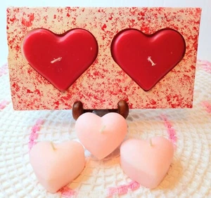 Lot of 5 Vintage HEART-SHAPE Floating Candles Red & Pink 1 3/4" - 2 3/4" - Picture 1 of 2