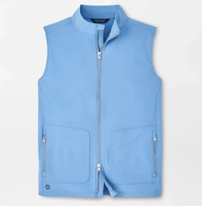 PETER MILLAR Crown Crafted Vest 2XL Blue Contour Stretch Full Zip Golf NEW $245 - Picture 1 of 20