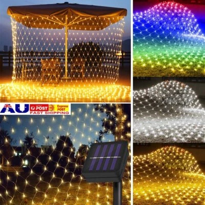 Outdoor Solar LED String Fairy Lights Curtain Net Mesh Lightting Party Decor - image 1 of 4