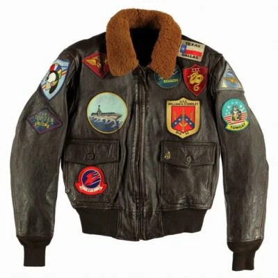 Bomber Jacket Leather Navy G-1 Tom Cruise Film Top Gun Cockpit USA Made IN USA - Image 1 of 4