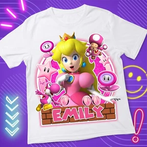 Princess Peach Birthday T shirt Personalized shirt size 6 White Gift Girl M009 - Picture 1 of 5