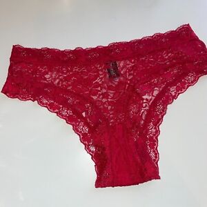 Vintage Frederick's of Hollywood Panty All Lace Sheer Nylon Size M Red Hipster