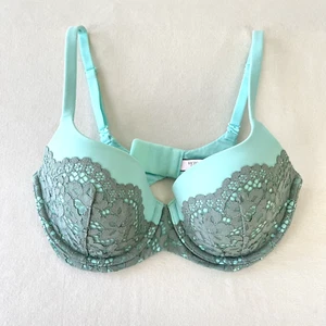 Victoria Secret 32DD Body By Victoria Lined Demi Bra Aqua Gray Lace Convertible - Picture 1 of 7