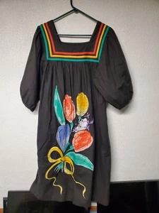 Women - Lounge Wear - Sandy Starkman - Black with Floral Pattern - Plus Size - Picture 1 of 4