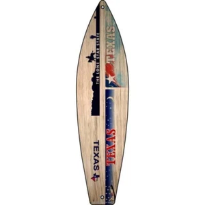 Letrero de tabla de surf de metal con diseño de placa Texas placa de 17"x4,5" puerta de casa garaje pared - Imagen 1 de 1
