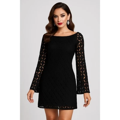 Bailey 44 Kynlee Eyelet Mini Dress Sz M Minimalist Boho Glam Sexy Goth Cocktail - Image 1 of 4