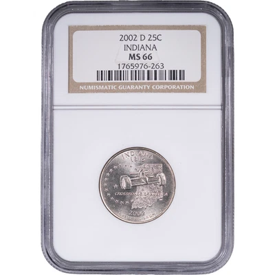 2002-D Indiana State Quarter - Clad ~ NGC MS 66 - Image 1 of 2