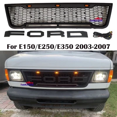 Parrilla de actualización de parachoques delantero para Ford E150 E250 E350 2003-2007 con luz LED Foto 1 de 4