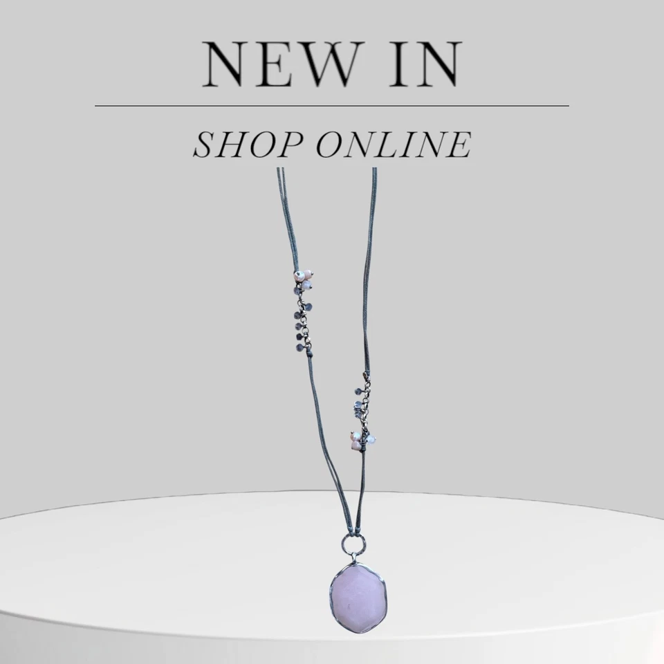 Collar de cabaret francés Silpada de plata de ley rosa con perlas de piedra de jabón N2190  Foto 1 de 3