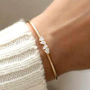 Bracciale in argento 925, bracciale con zirconi cuore, gioielli Toi et Moi - Foto 1 di 8