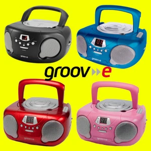 Groov-e GVPS733 Boombox Portable CDPlayer, Radio & Aux Black Red Blue Pink + AUX - Picture 1 of 8