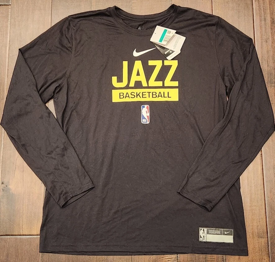 Nike Authentics Official Practice Long Sleeve Black Shirt Utah Jazz Men's 2XL