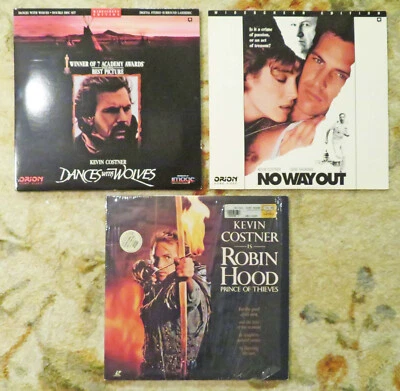Kevin Costner 3 action western movies Robin Hood Wolves laserdisc free ship - Image 1 of 4
