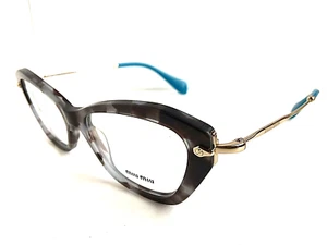 🤓 Marco de gafas para mujer Miu Miu VMUO4IUBA-101 52 mm ojo de gato gris turquesa - Imagen 1 de 12