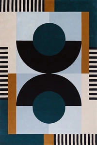 Hand-tufted Blue color area rug for bedroom living room wool rug Tufted rug - Picture 1 of 4