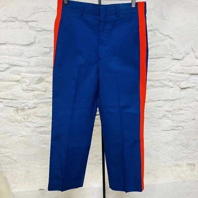Pantalones De Colección Años 60 Gabardina Lana Azul Rojo Esmoquin Rayas Pantalones Militares 33W x 30L Foto 1 de 4