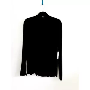 $48 Premise Studio Long Sleeve Black Drapey Front Lightweight Pullover Top NWT M - Picture 1 of 6