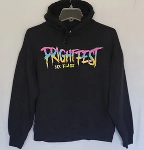 Six Flags Fright Fest Youth Hoodie Size Large Trick or Treat Killer Clown Black - Picture 1 of 11