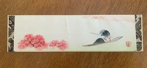 Antique Chinese Hand Painted Watercolor on Silk Painting Christmas Card Fung Dah - Picture 1 of 5