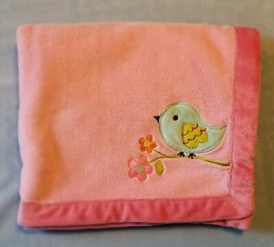 NoJo Baby Girl Pink Soft Blanket Love Birds Blue Bird - Picture 1 of 3