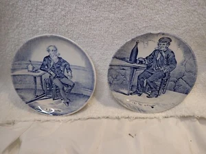 Vtg Set of 2 Delft's Boch Tea Plates 4.25 Inches English fellows - Picture 1 of 6